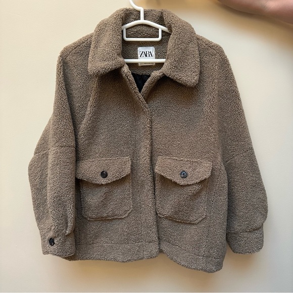 ZARA Oversized Sherpa Teddy Jacket - Picture 3 of 5
